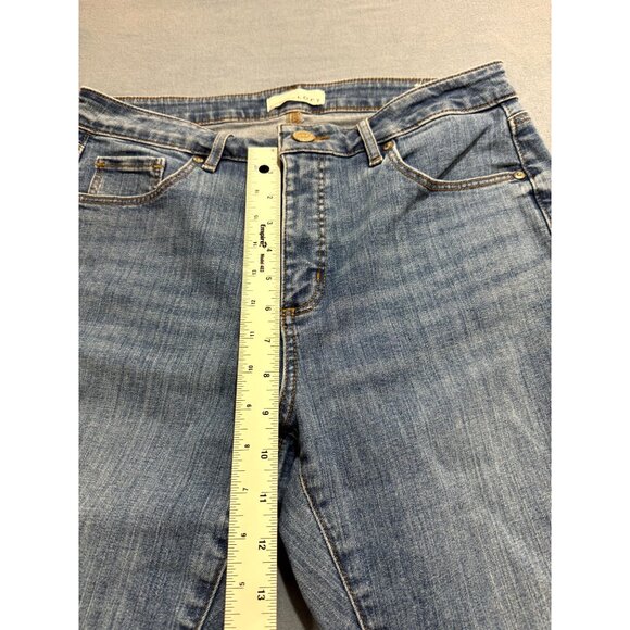 Loft Women's Curvy Skinny Jeans Denim Raw Step Hem Mid Rise Blue Size 30/10 - Picture 8 of 11